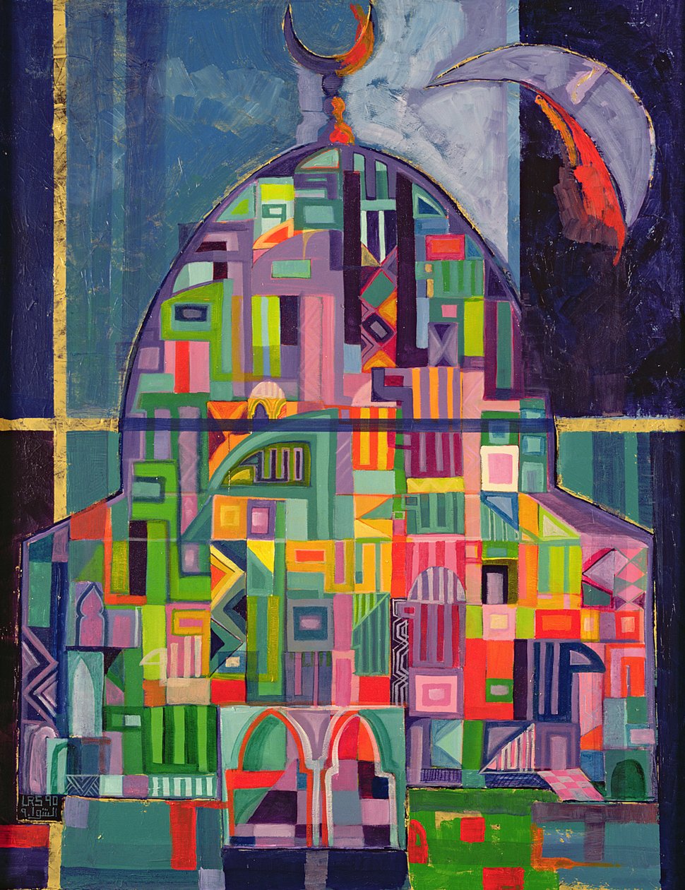 Isten háza, 1993-94 (akril és arany pigment a vásznon) alkotó: Laila Shawa