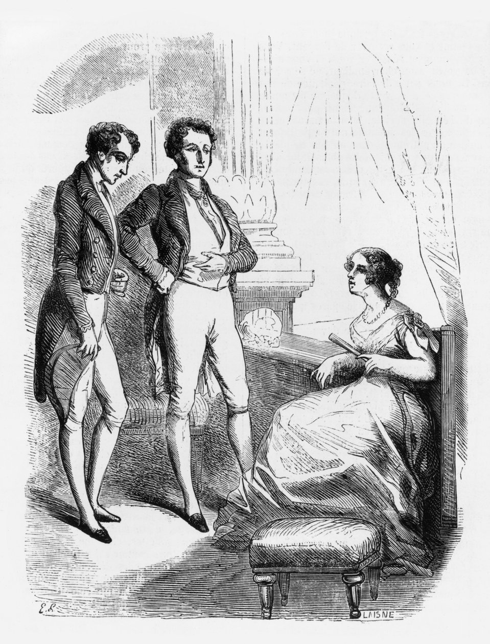 Rastignac bemutatta Madame de Nucingennek, illusztrációja Honore de Balzac (1799-1850) „Le Pere Goriot”-ból alkotó: Laisne