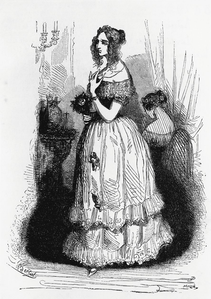 Illusztráció Langeais hercegnőhöz, Honore de Balzac (1799-1850) regénye a Human Comedy című többkötetes gyűjteményből, Laisne metszet alkotó: Laisne Laisne