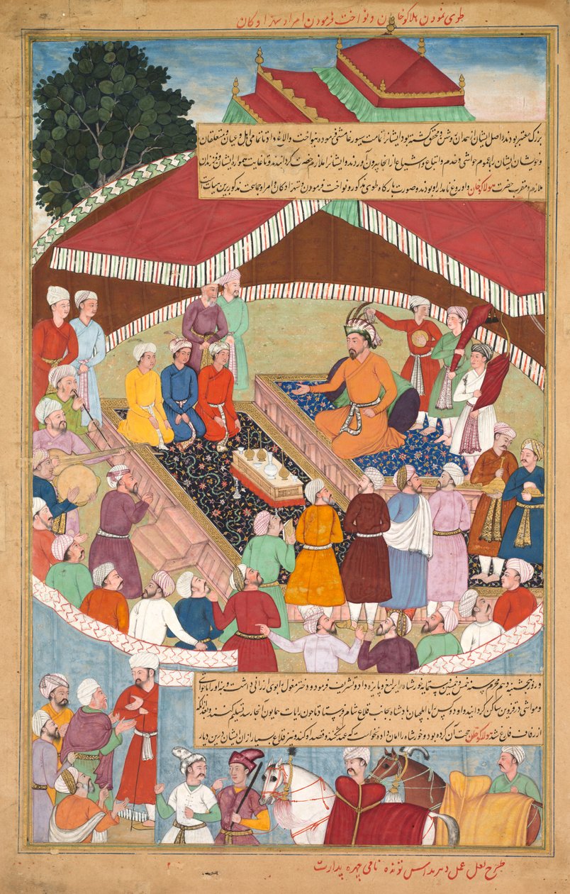 Hulagu kán lakomát ad és kegyelmet oszt az amiroknak és hercegeknek..., c. 1596-1600. alkotó: Lal
