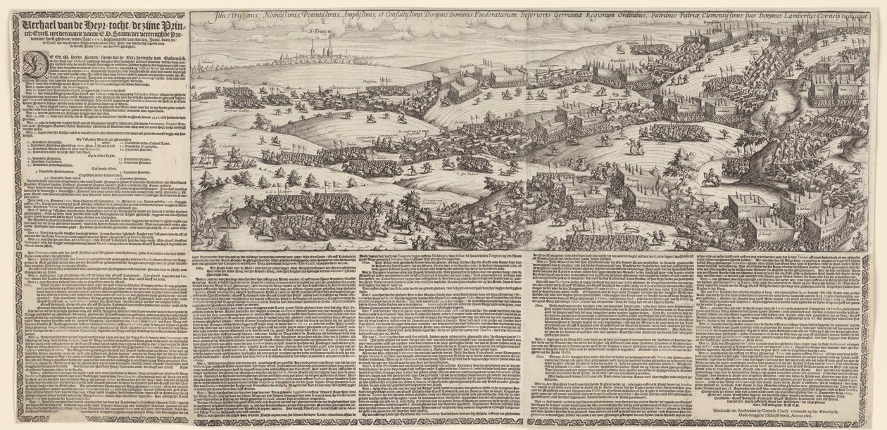 Utazás Mauritsból Brabanton át a sírig, 1602 Hercegének Heyr utazásának története. kiváló. uyt az E.H. Staten der vereenighde Provintien ghedaeen inden Jare 1602 (cím a tárgyon) alkotó: Lambert Cornelisz.