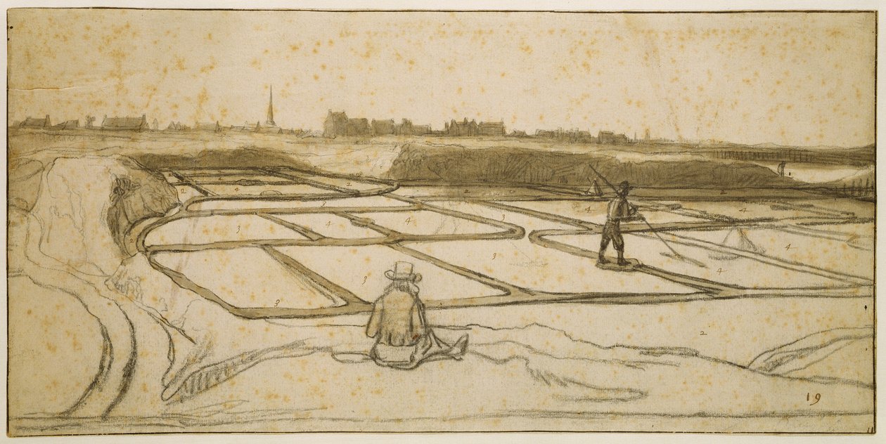 Sóbányászat Le Croisicban, 1645 (kréta, toll és ecset papíron) alkotó: Lambert Doomer