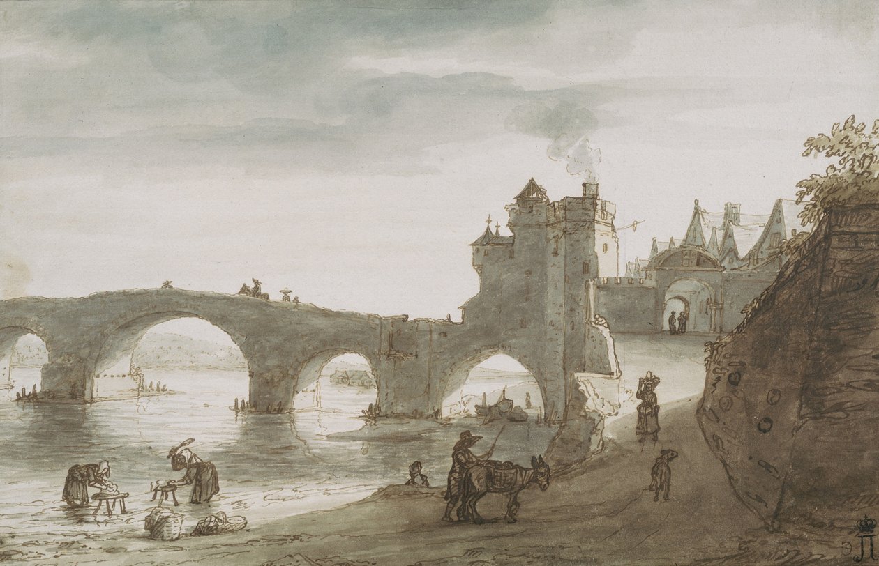 Híd a Loire-on át Amboise-ban, 1640-es évek alkotó: Lambert Harmensz Doomer