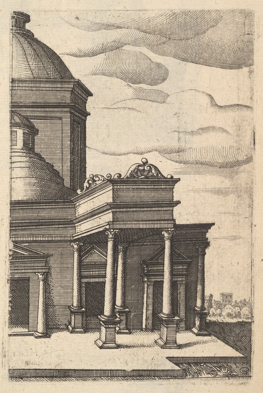 Részleges nézet egy épületről [Vénusz templomáról] a „Ruinarum variarum fabricarum...” sorozatból, 1554 alkotó: Lambert Suavius