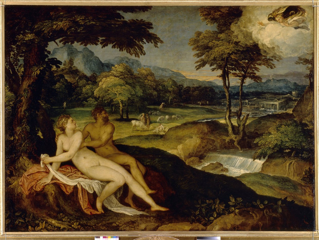 Jupiter és Io. Lambert Sustris festménye (1515 vagy 1520 - 1591 után), olaj, vászon, 1558 és 1563 között. Olasz művészet (Velence) alkotó: Lambert Sustris
