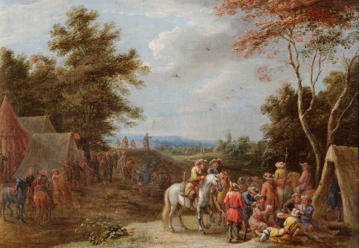 "Egy tábor katonáival, kártyajáték", c1660 alkotó: Lambert de Hondt