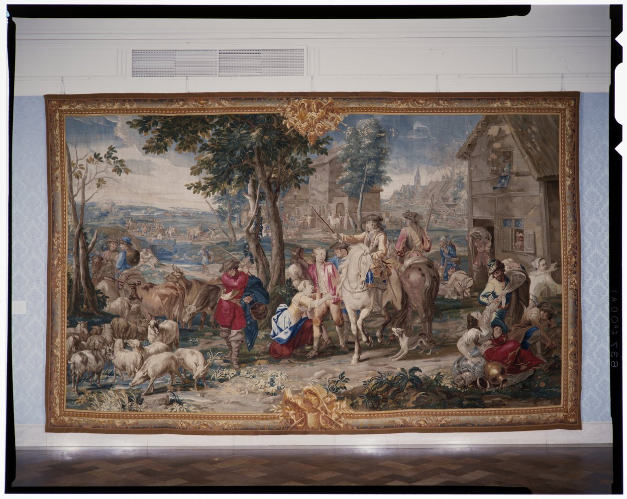 Fosztogatás, A háború művészete című faliszőnyeg-sorozatból, 1708-12 (szőtt 1712-18) (faliszőnyeg) alkotó: Lambert de Hondt