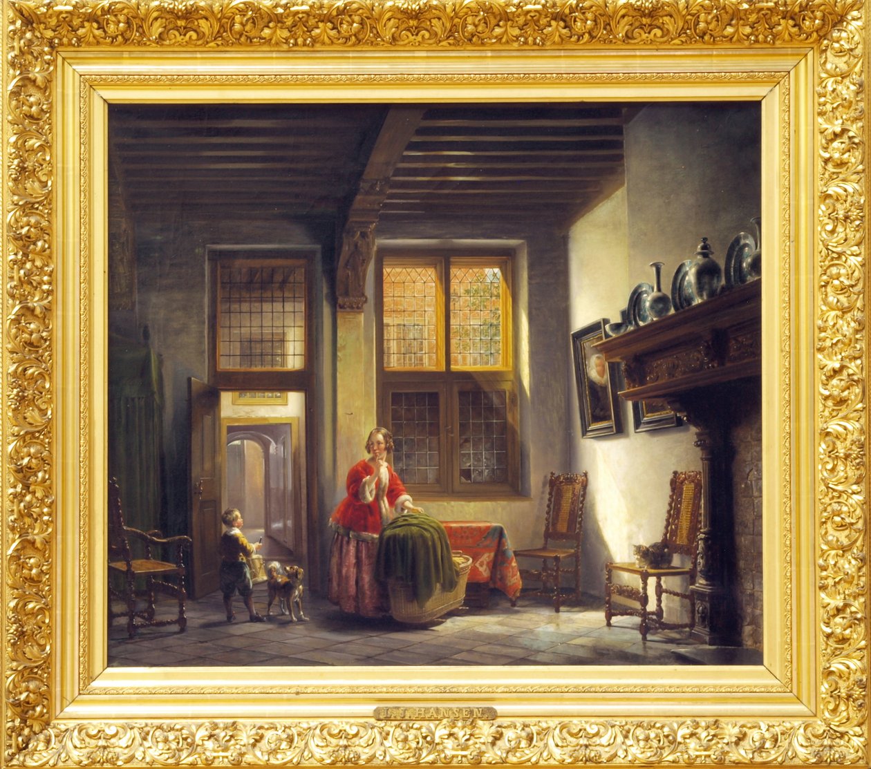 Első név Belső Nő és gyermek egy lépcsőn alkotó: Lambertus Johannes Hansen