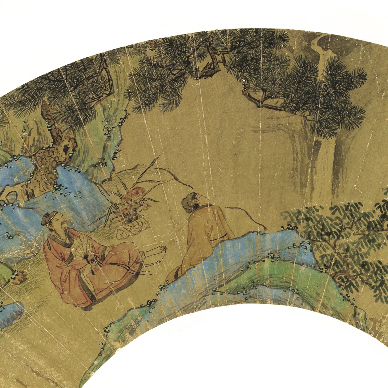 Két tudós hegyvidéki tájon, 1656 (tinta és színek arany papíron) alkotó: Lan Ying