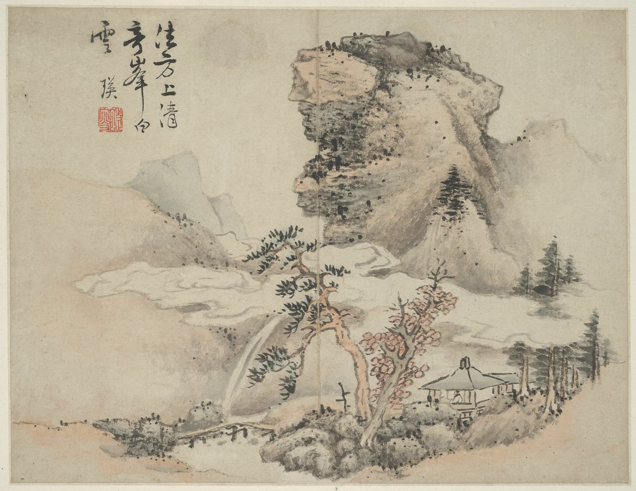 Táj az ókori mesterek stílusában: Fang Congyi után (aktív 1340-80 körül) alkotó: Lan Ying