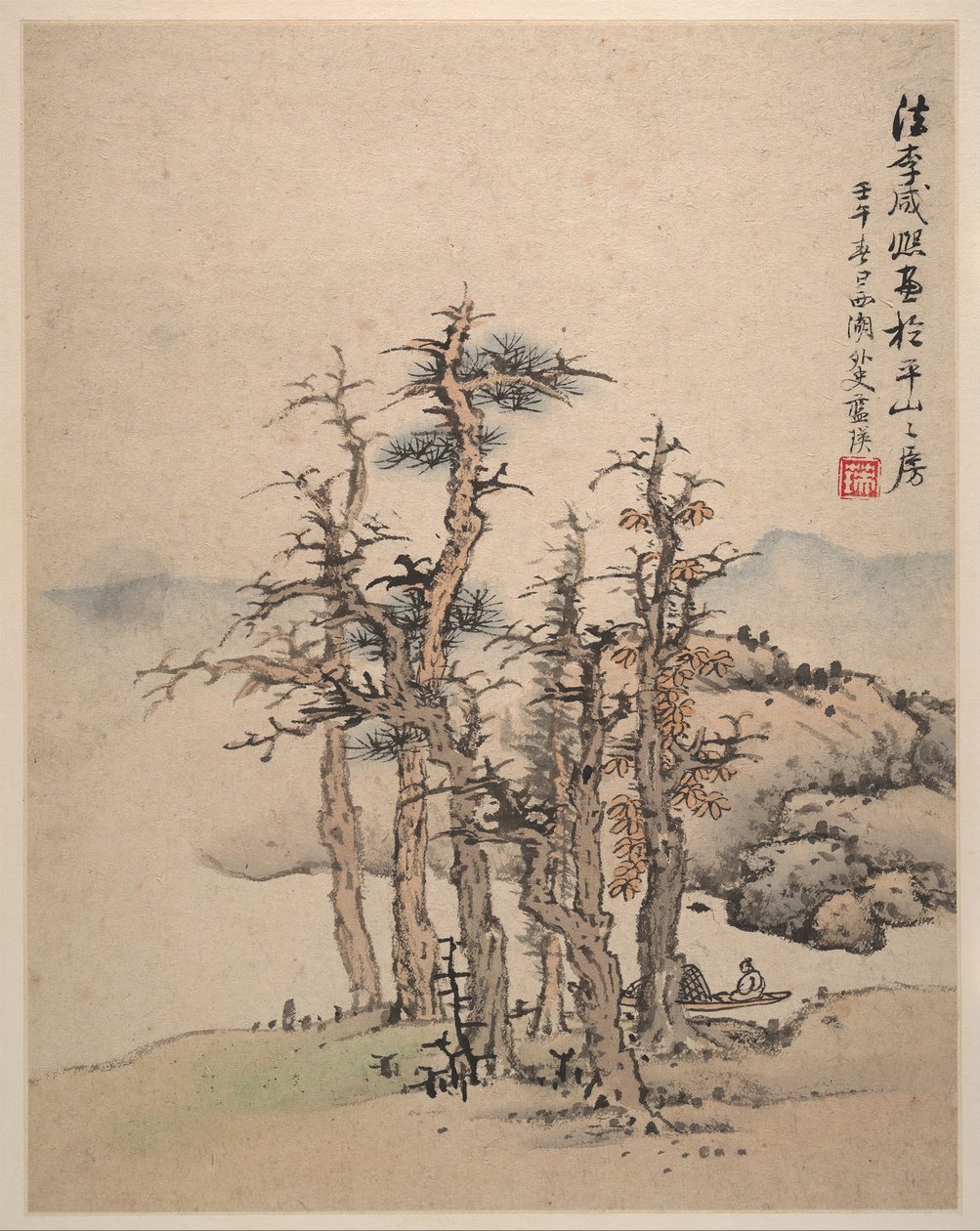 Tájak Song és Yuan mesterek után, 1642. alkotó: Lan Ying