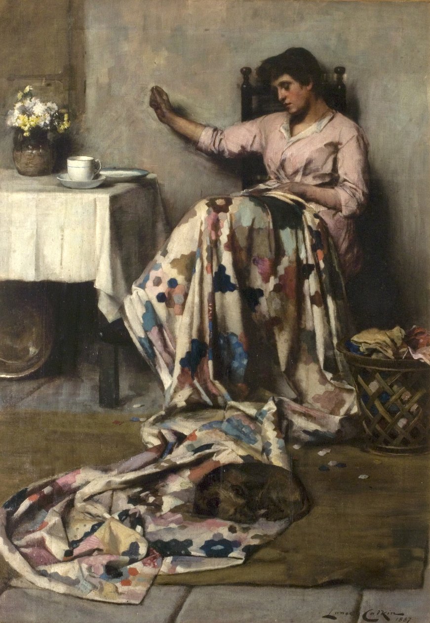 A foltvarró paplan, 1887 alkotó: Lance Calkin