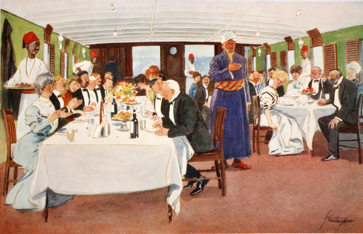 A vacsora utáni beszéd, „Egyiptom világos oldala”, 1908 alkotó: Lance Thackeray