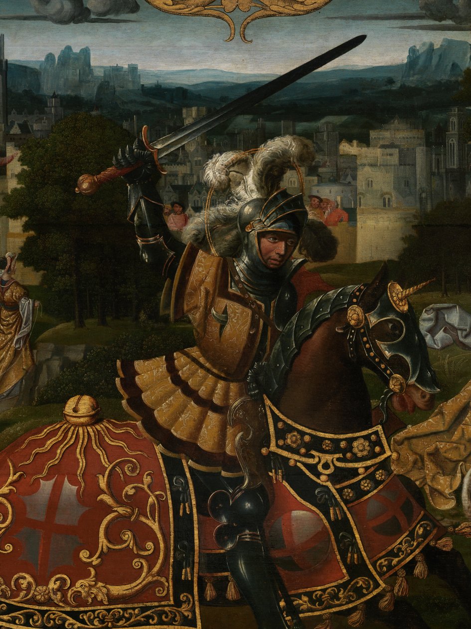 Részlet a Szent György legendáról (olaj, tábla) alkotó: Lancelot (school of) Blondeel