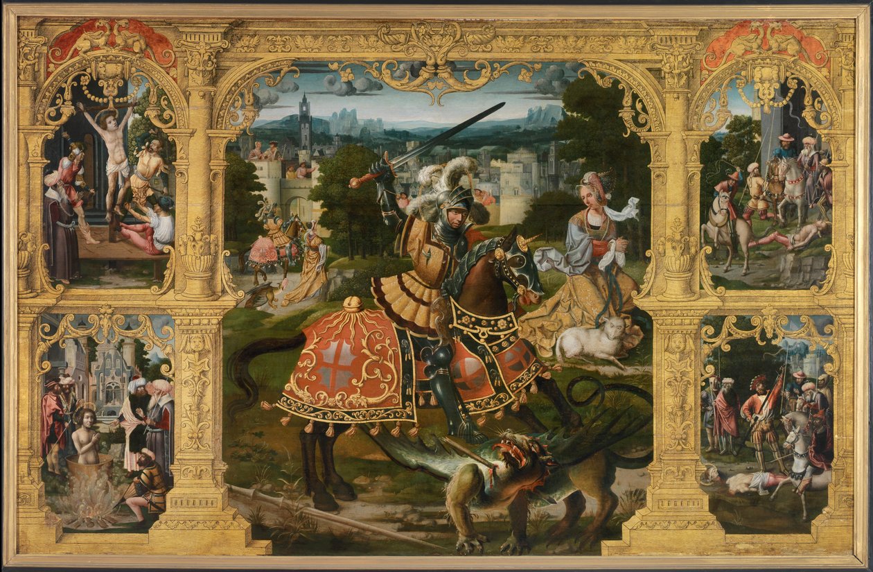 Szent György legenda (olaj, tábla) alkotó: Lancelot (school of) Blondeel