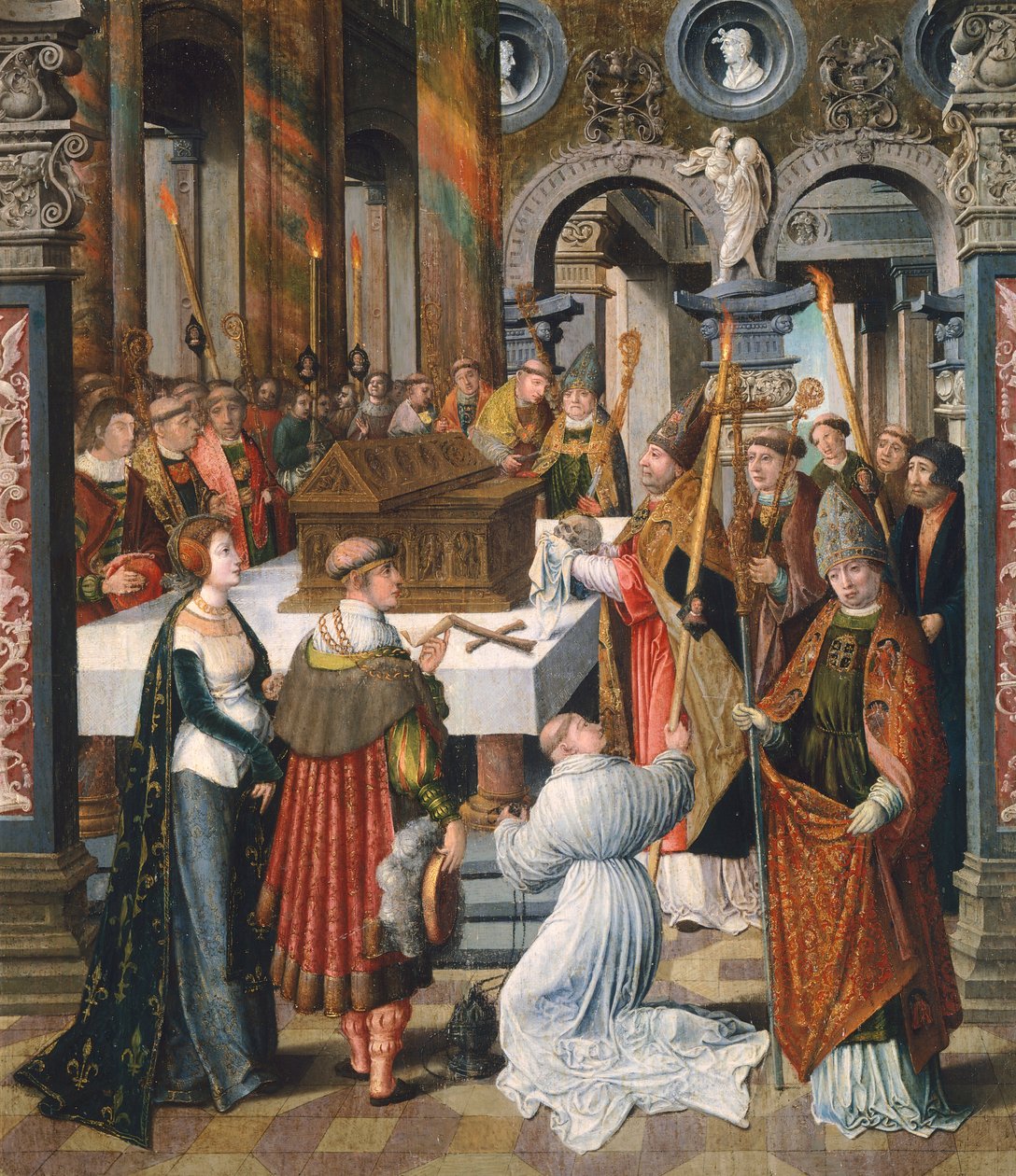 A mise, részlet a Szent Bertin legendájából, Lancelot Blondeel (1488-1581), panel alkotó: Lancelot Blondeel