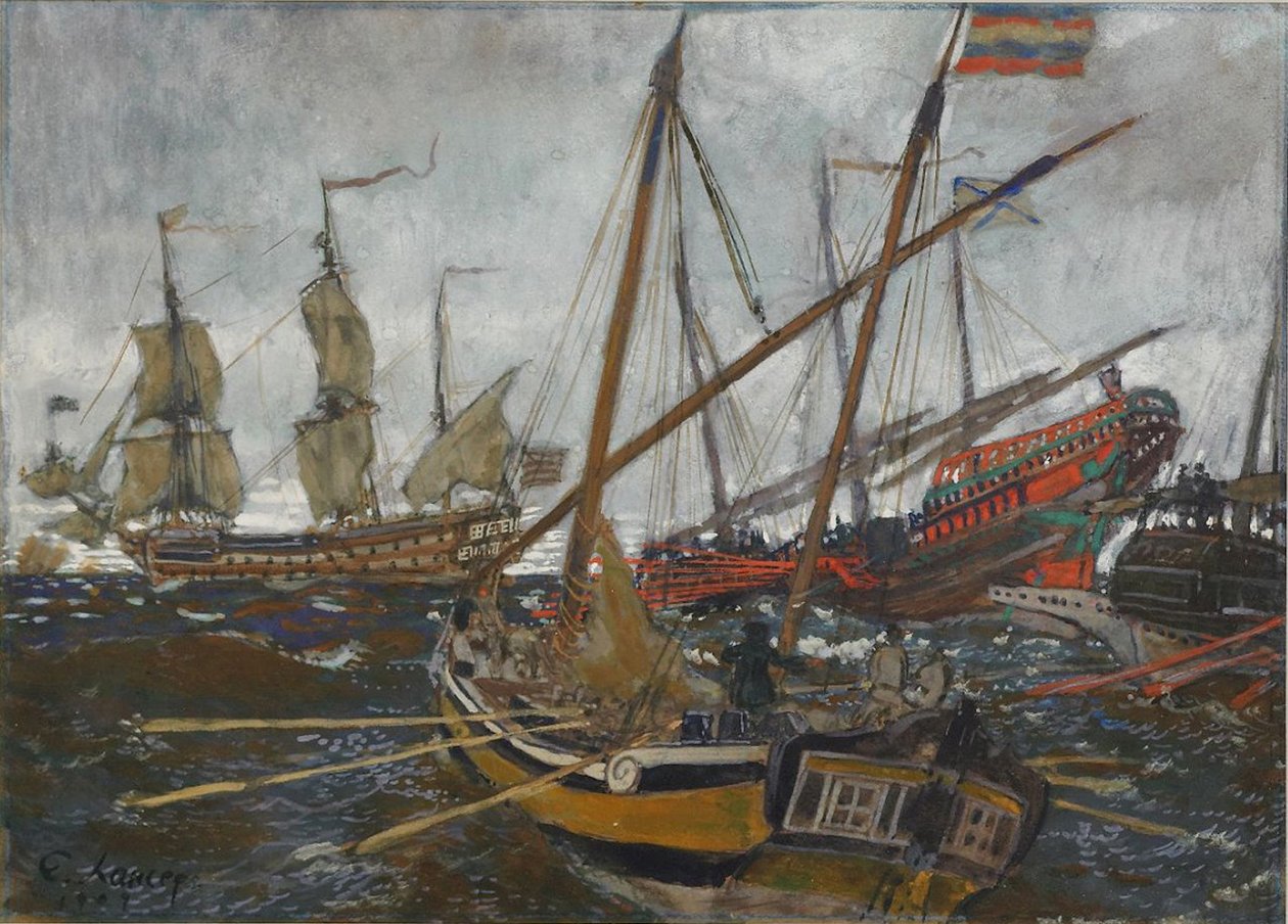 Hajók I. Péter idejében, 1909 alkotó: Lanceray