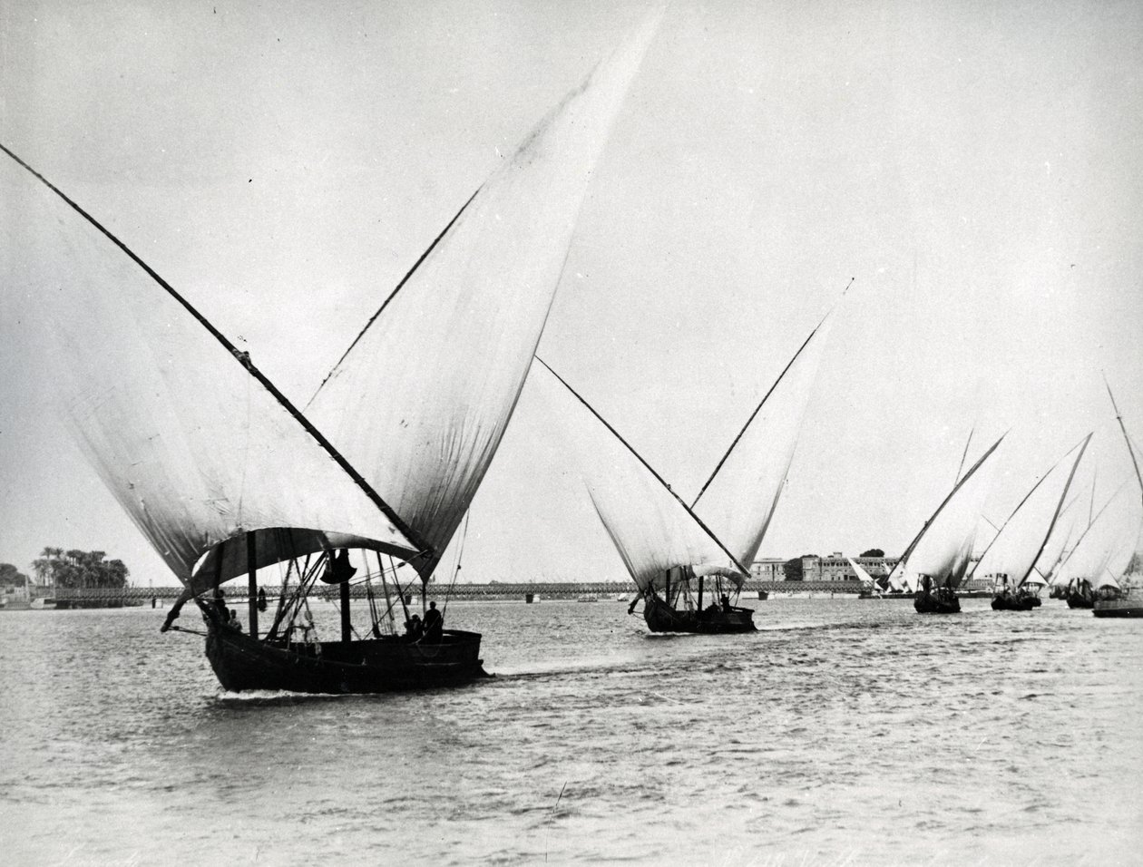 Vitorlázás a Níluson, 1880 körül alkotó: Langaki