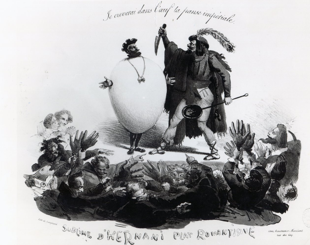 "Hernani Sublime, egy romantikus tányér", Hernani karikatúrája, Victor Hugo (1802-85), 1830 körül (lásd még 239200) alkotó: Langlume