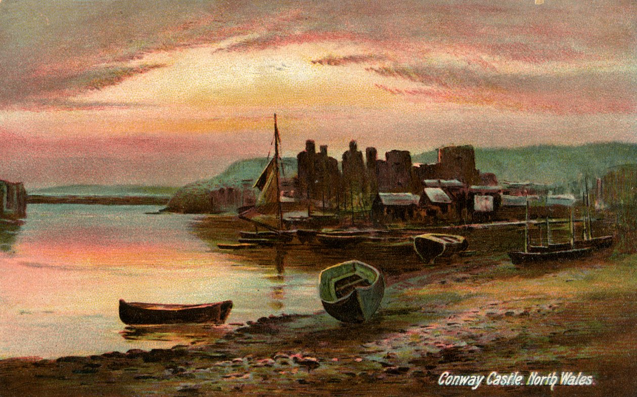 Conway kastély, Caernarvonshire, Észak-Wales, 19. század vége vagy 20. század eleje. alkotó: Langsdorff and Co