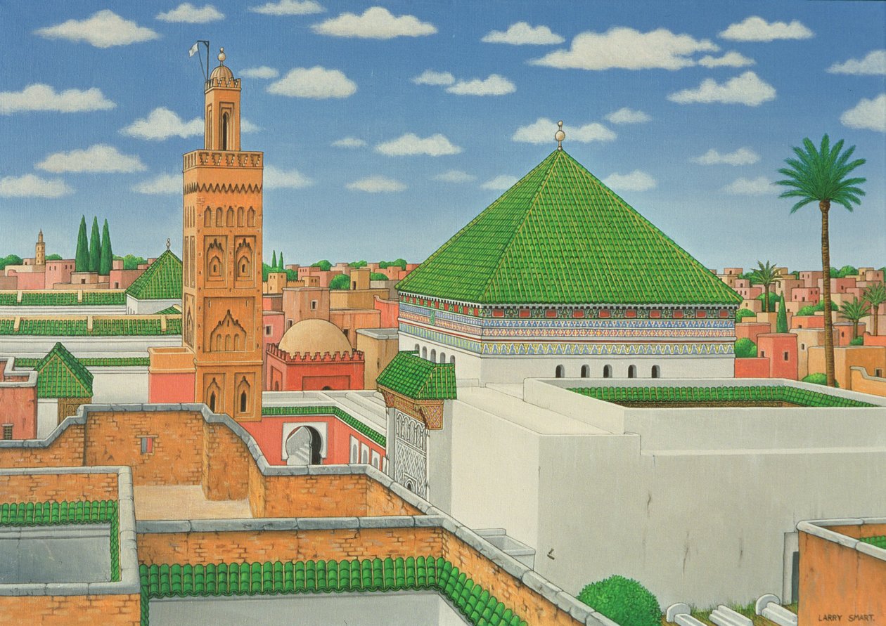Rooftops, Marrakech, 1998 (akril, vászon) alkotó: Larry Smart