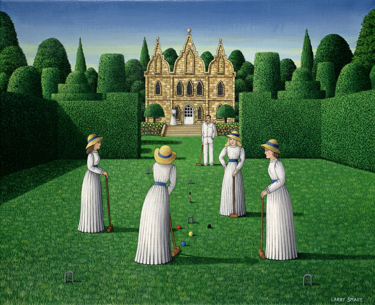 The Croquet Match, 1978 (akril vászonra) alkotó: Larry Smart
