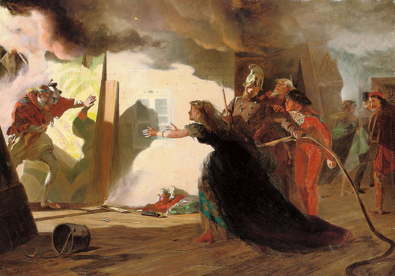 Tűz a színházban (olaj, vászon) alkotó: Laslett John Pott