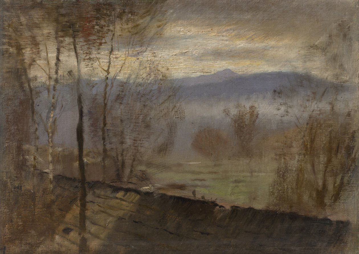 Esti táj folyóval, c. 1880. alkotó: Laszlo Mednyanszky