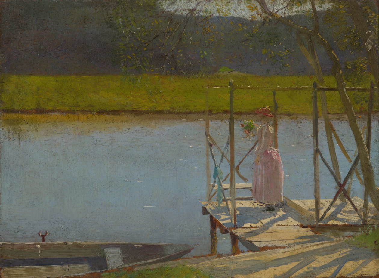 Nő egy csónak mellett, 1875-85 körül alkotó: Laszlo Mednyanszky