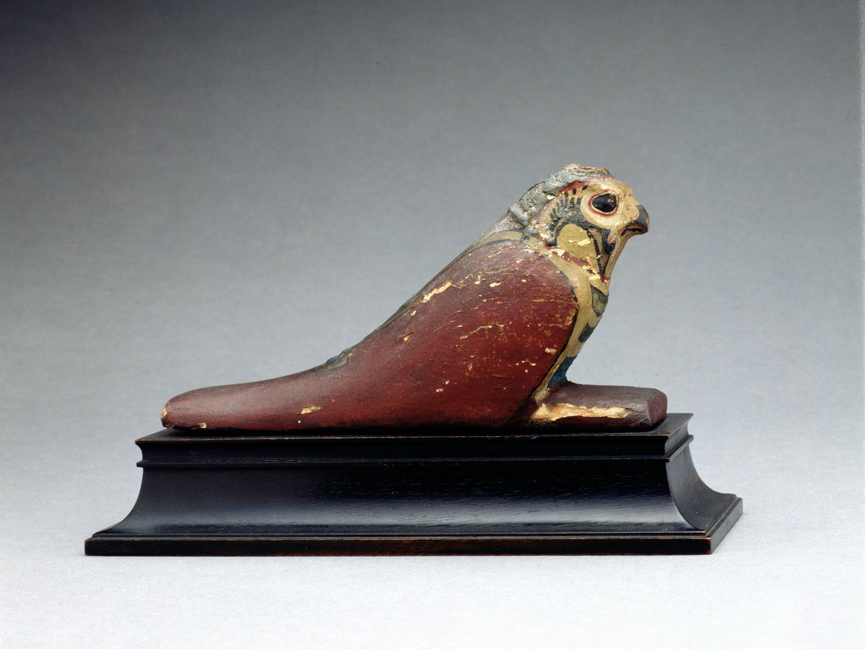 Mumifikált sólyom (geszdált és festett fa) alkotó: Late Period Egyptian