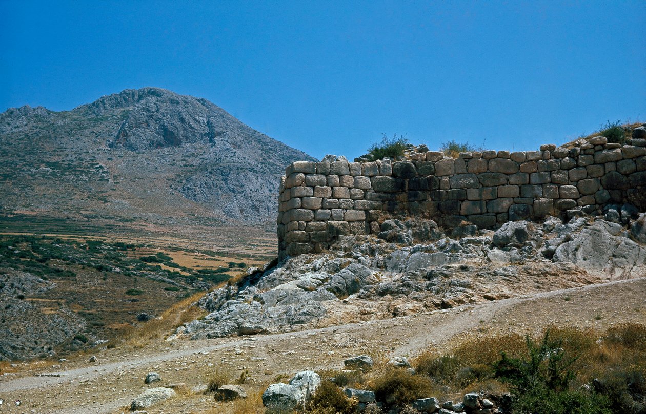 Az Akropolisz falai: Mükénész ősi városának helye, a peloponnészoszi (Kr.e. 1500-1100) Görögország alkotó: Late Helladic Period Mycenaean