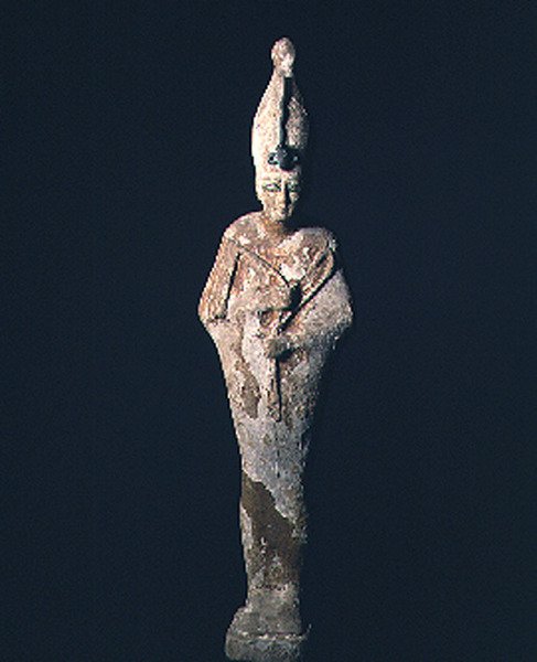 Gessóval borított, fából készült Ozirisz figura, szaite időszak, ie 664-525 (fa és gesso) alkotó: Late Period Egyptian