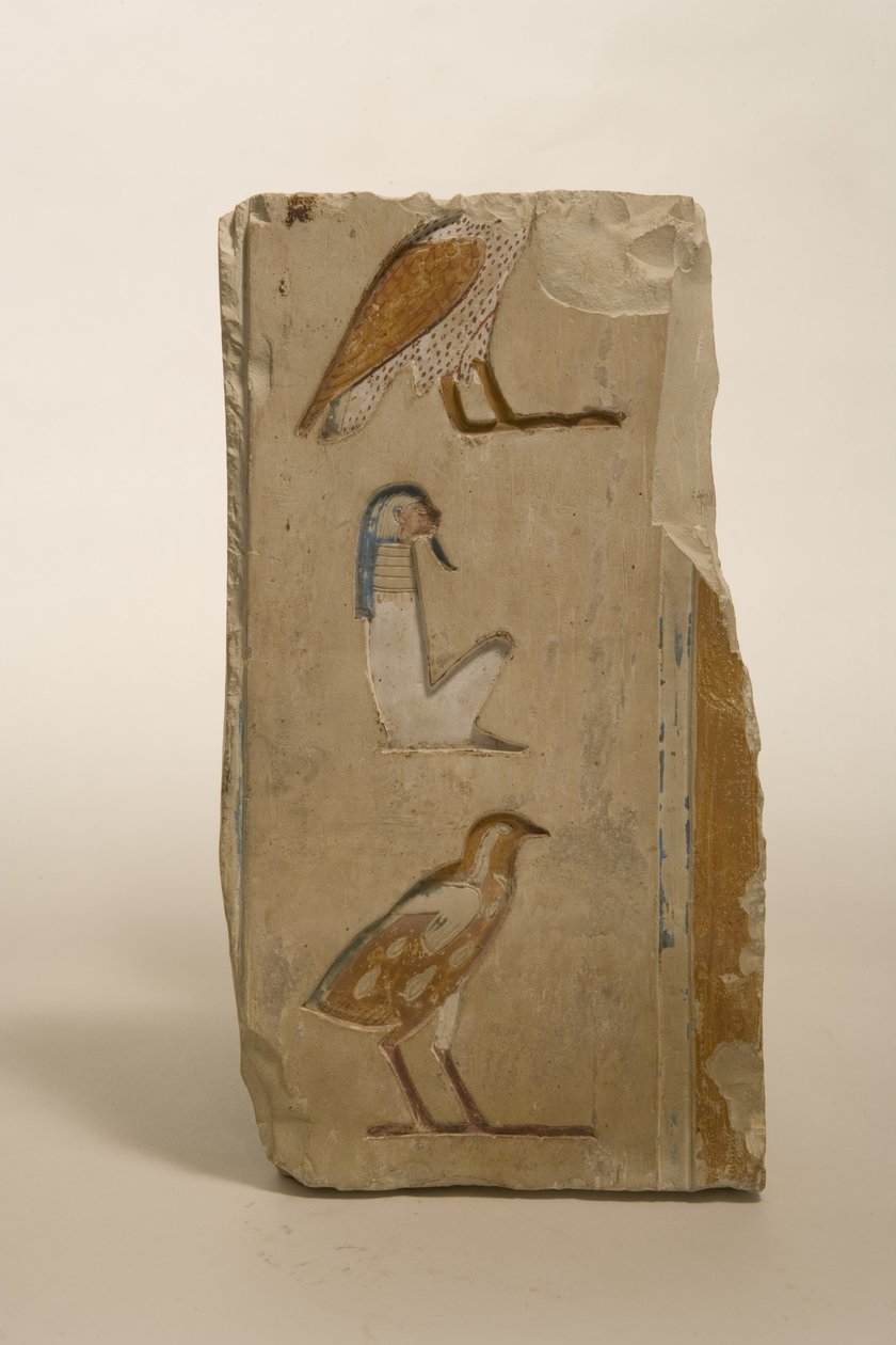 Hieroglifákkal ellátott dombormű, valószínűleg Thébából, ie 600 körül (festett mészkő) alkotó: Late Period Egyptian