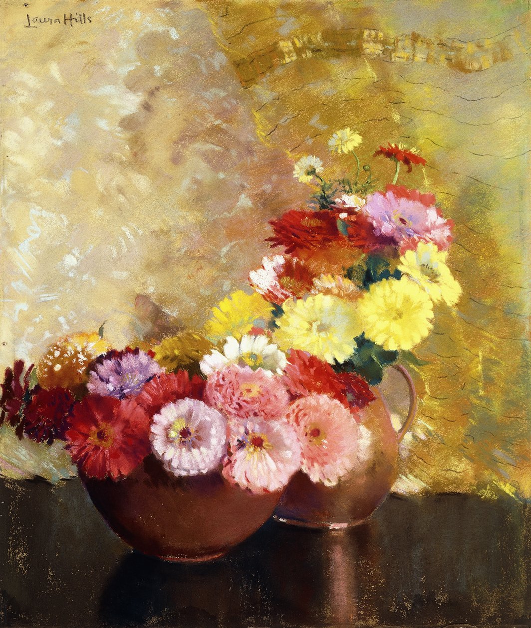 Zinniák és réz alkotó: Laura Coombs Hills