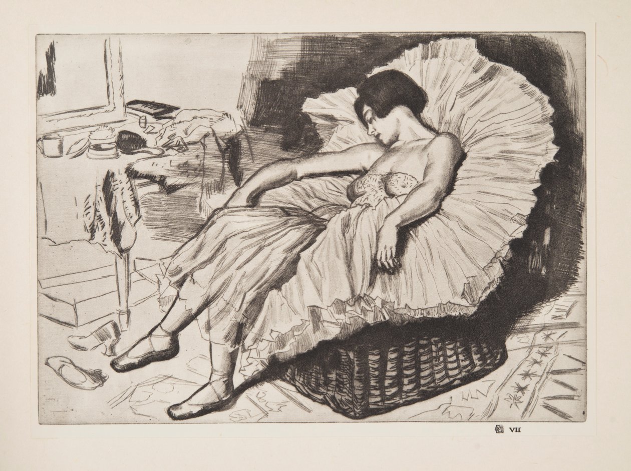 Táncos Alszik, kocsma. 1925. alkotó: Laura Knight