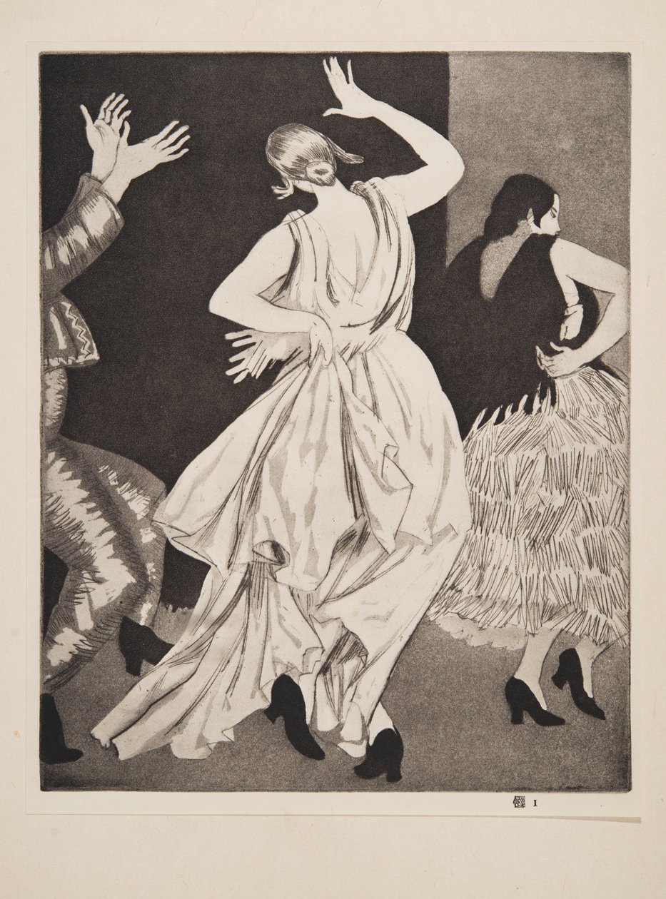 Spanyol táncos No. 1, pub. 1923. alkotó: Laura Knight