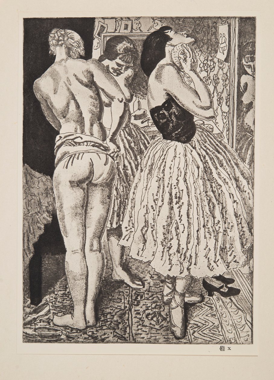 A balett három gráciája, kocsma. 1927. alkotó: Laura Knight