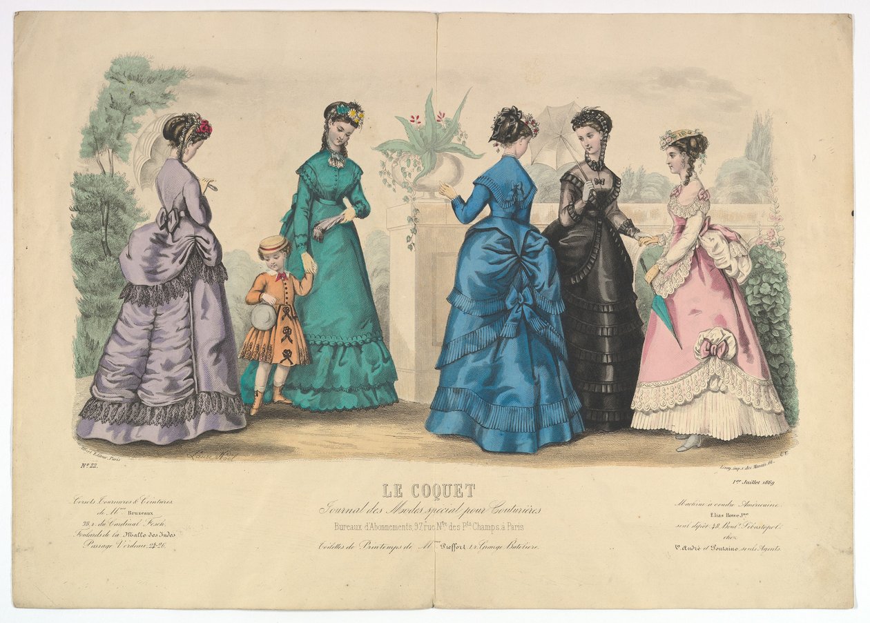 Le Coquet, 22. szám, Journal des Modes Spécial pour Couturières, 1869. július 1.. alkotó: Laure Noel
