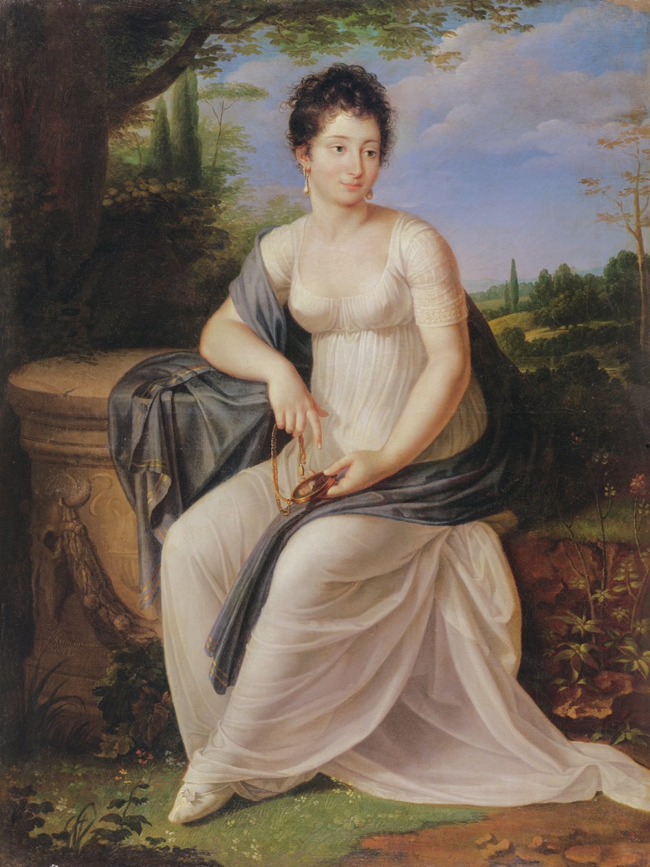 Madame de Saint-Amand a Directoire-korszak jelmezében, 1795-99 alkotó: Laurent Blanchard