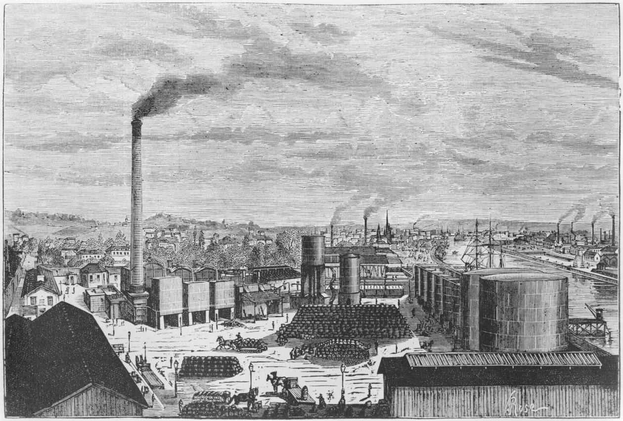 Deutsch Company, a roueni gyár, Julien Turgan „Les Grandes Usines” illusztrációja, 1880 körül alkotó: Laurent Victor Rose