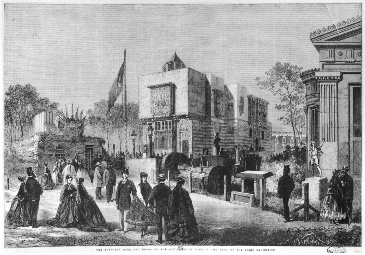 Az egyiptomi építészet és a római katakombák makettje a párizsi Champ-de-Mars egyetemes kiállításon, 1867-ben. alkotó: Laurent Victor Rose