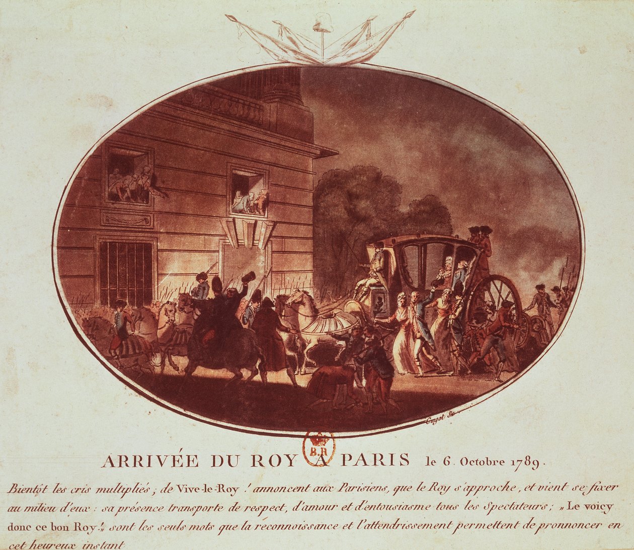 A király érkezése Párizsba 1789. október 6-án (akvatinta) alkotó: Laurent Guyot