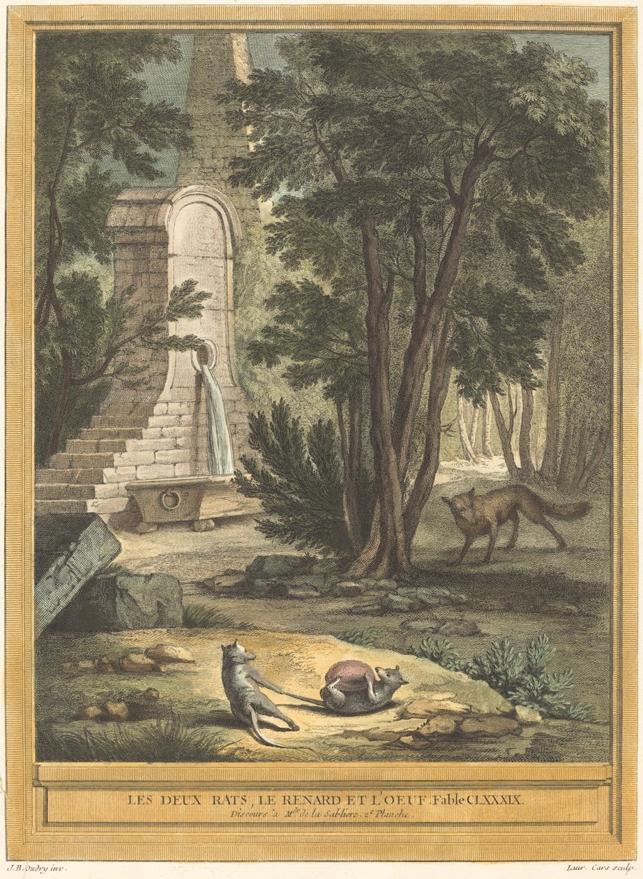 Két patkány, a róka és a tojás alkotó: Laurent Cars after Jean Baptiste Oudry