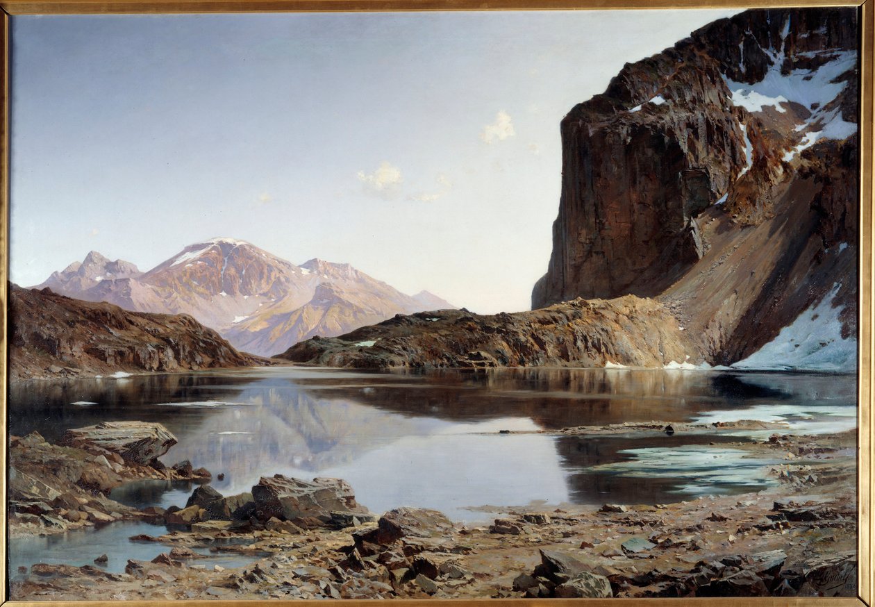 Eychauda-tó az Alpokban. Laurent Guetal (1841-1892) festménye alkotó: Laurent Guétal