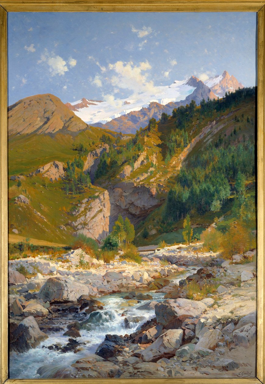 A patak Chavalchere, Tabuchet gleccser és a Meije-hegység tája található. Laurent Guetal (1841-1892) festménye 1888 Grenoble, Musee des Beaux Arts alkotó: Laurent Guétal