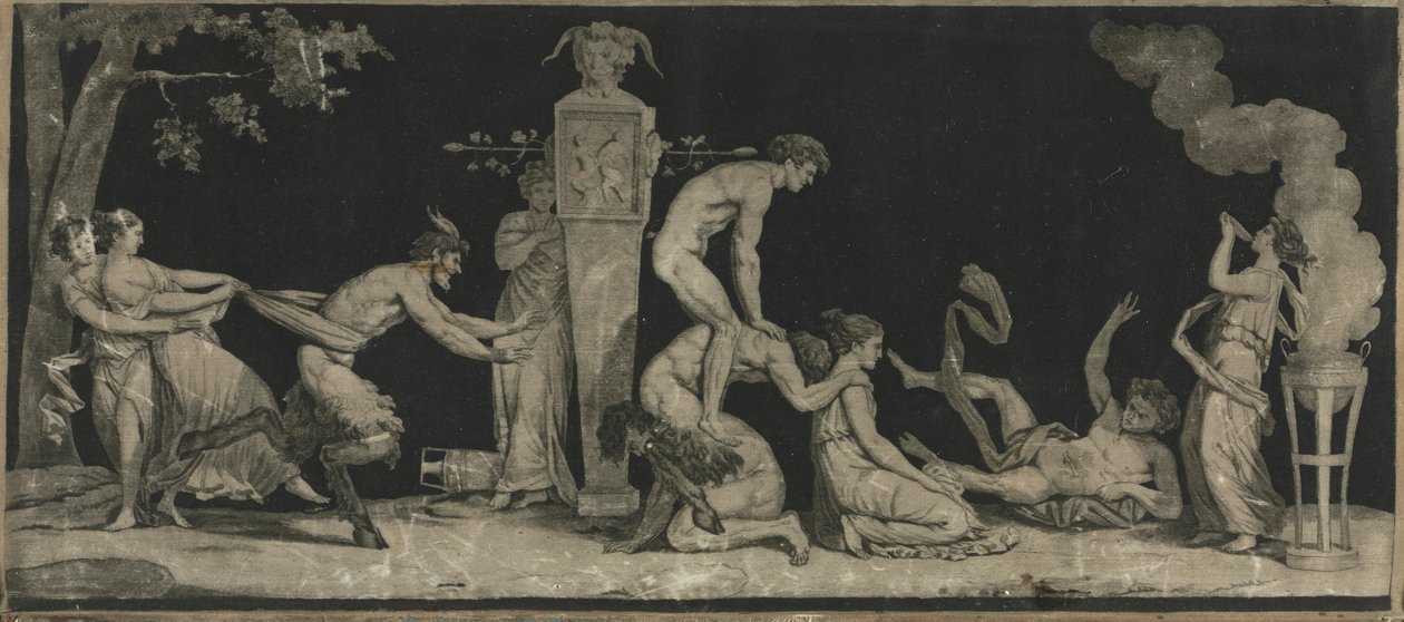 Bacchanal, Az ugrálóbéka játéka c. 1785. alkotó: Laurent Guyot