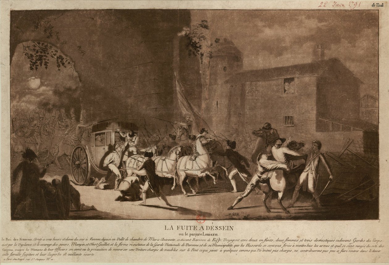 Repülés Varennesbe Repülés Varennesbe, 1791. alkotó: Laurent Guyot