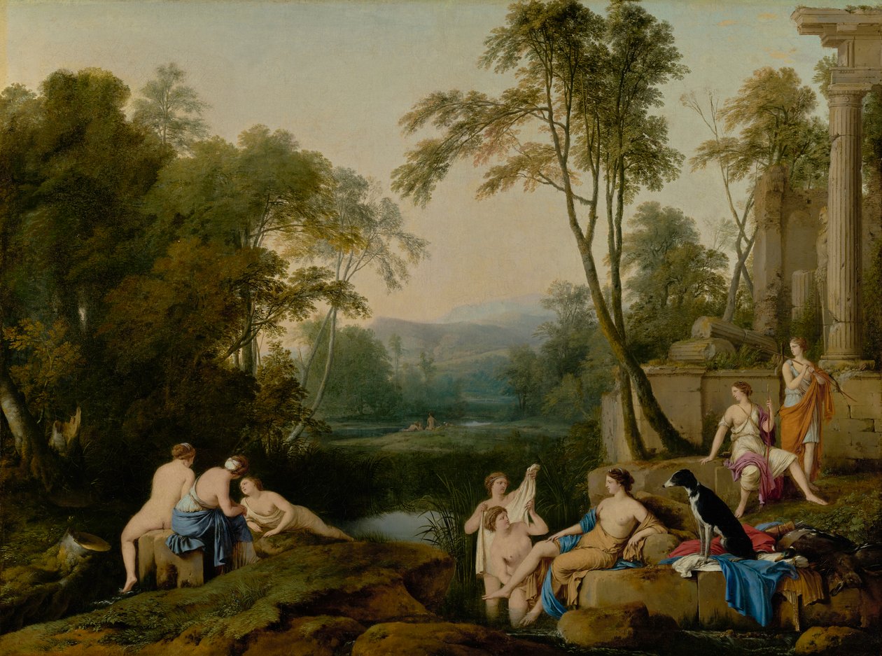 Diana és nimfái egy tájban, 1644 alkotó: Laurent de la Hyre