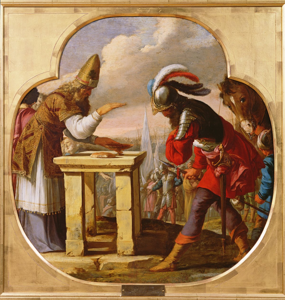 Ábrahám és Melkisédek találkozása, 1630 körül (olaj, réz) alkotó: Laurent de la Hyre