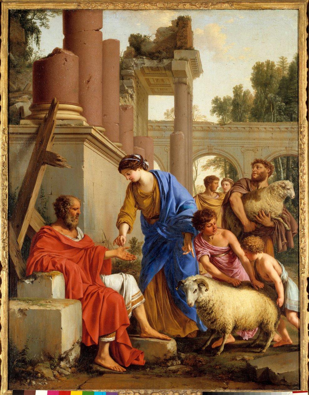 Jób visszakerül a tulajdonába. Isten boldoggá teszi a munkát, miután megütötte a maha. Laurent de La Hyre (1606-1656) festménye alkotó: Laurent de la Hyre